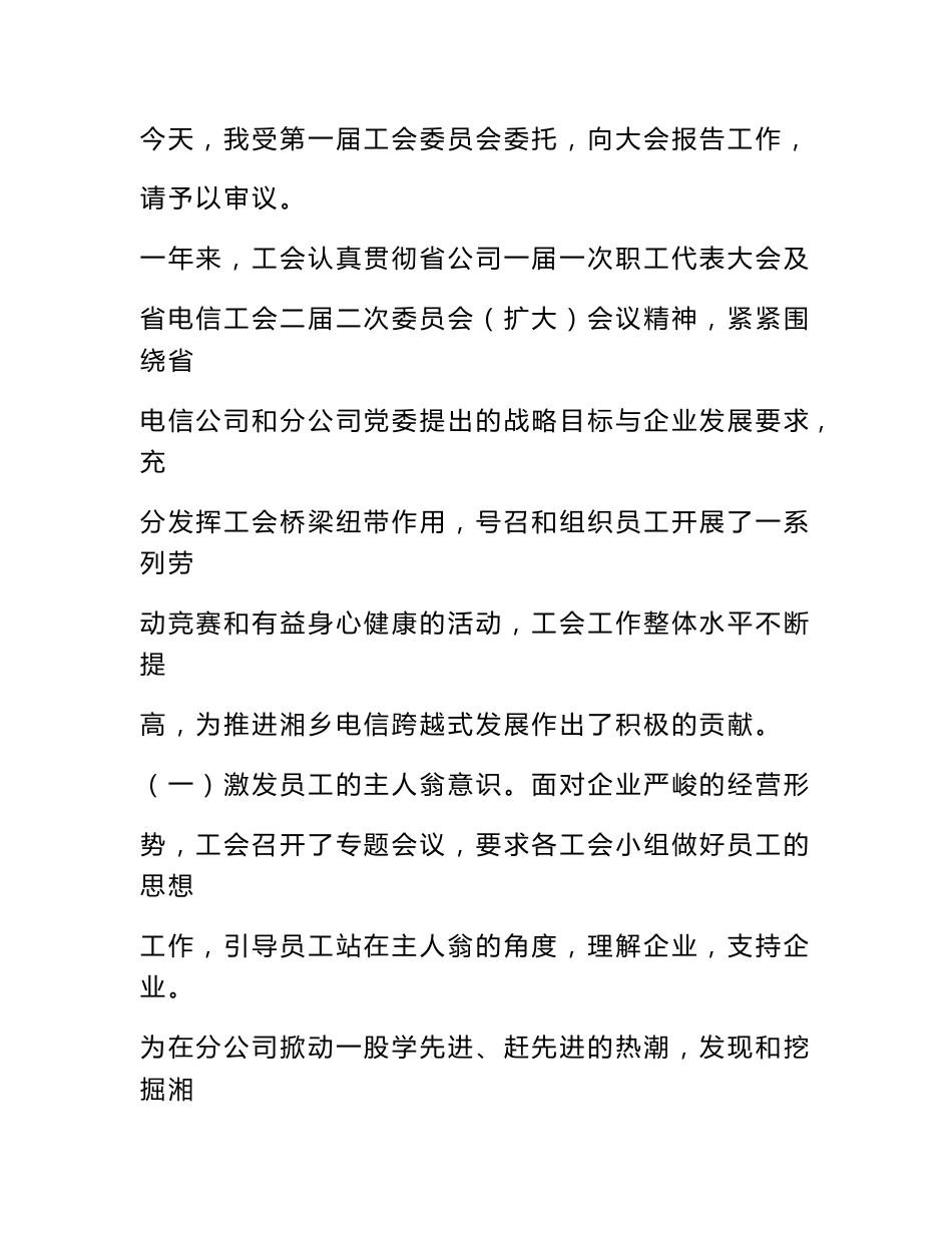 电信2007年工会工作报告_第1页