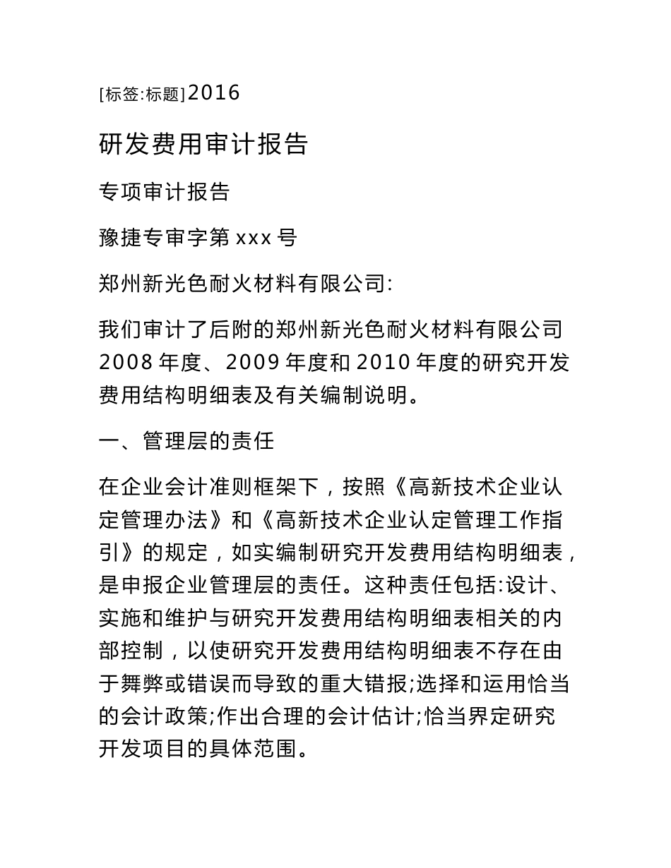 研发费用审计报告_第1页
