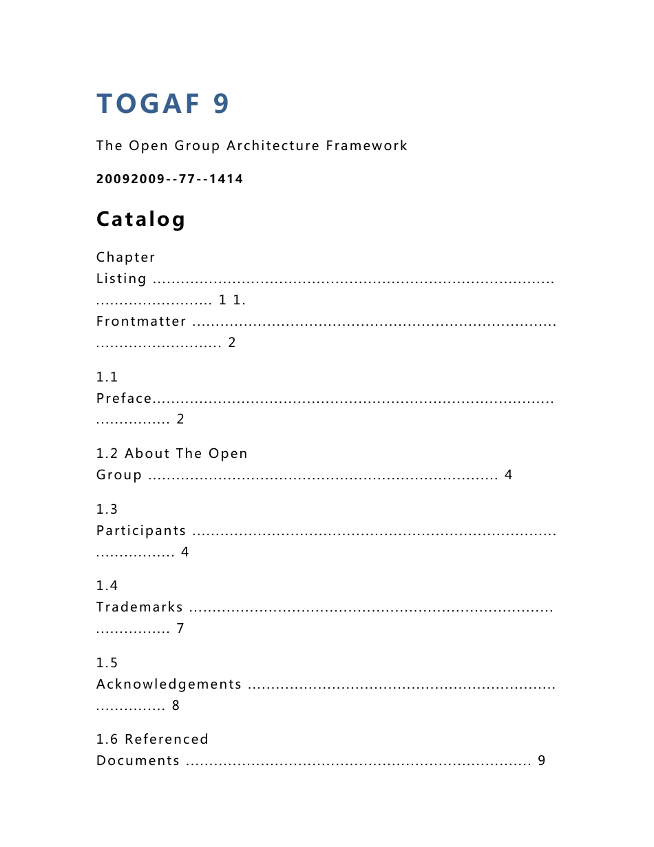 企业架构设计理论 TOGAF v9.0 英文版_第1页