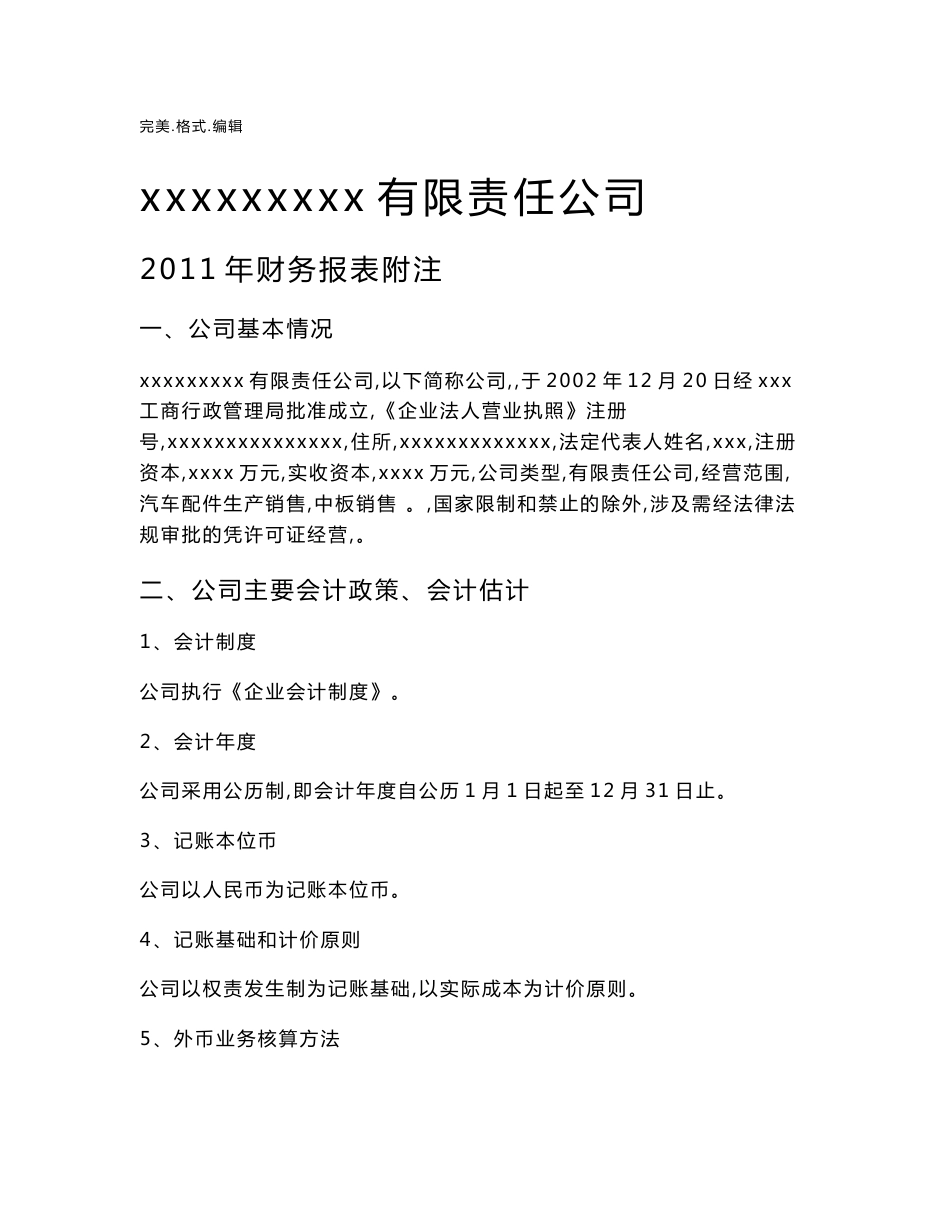 财务报表审计报告附注模板_第1页
