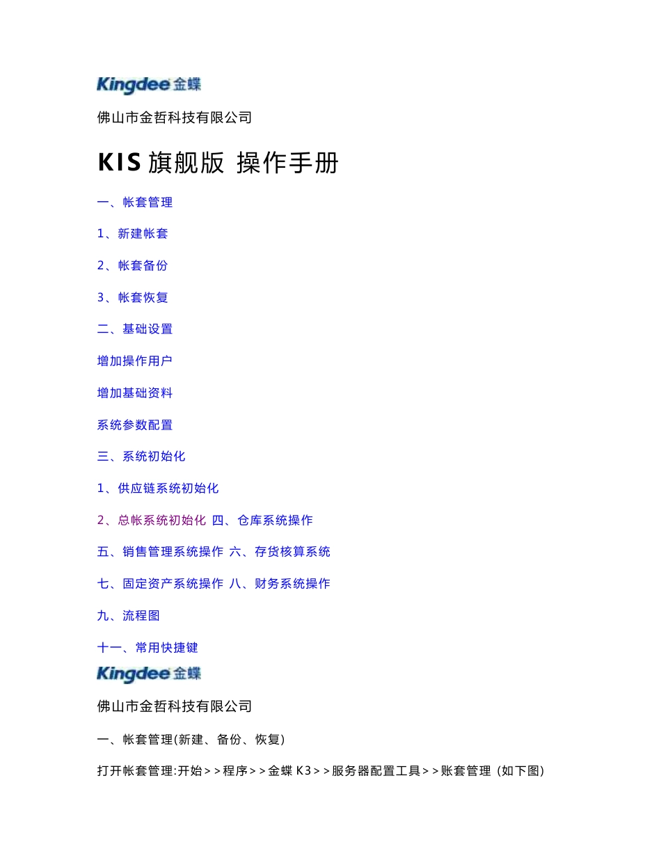 KIS旗舰版 操作手册_第1页