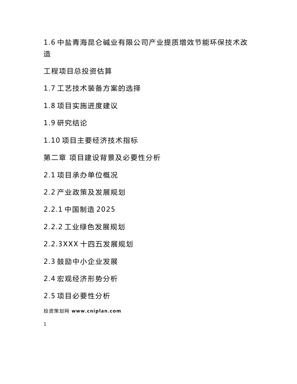 中盐青海昆仑碱业有限公司产业提质增效节能环保技术改造工程可研报告_第3页