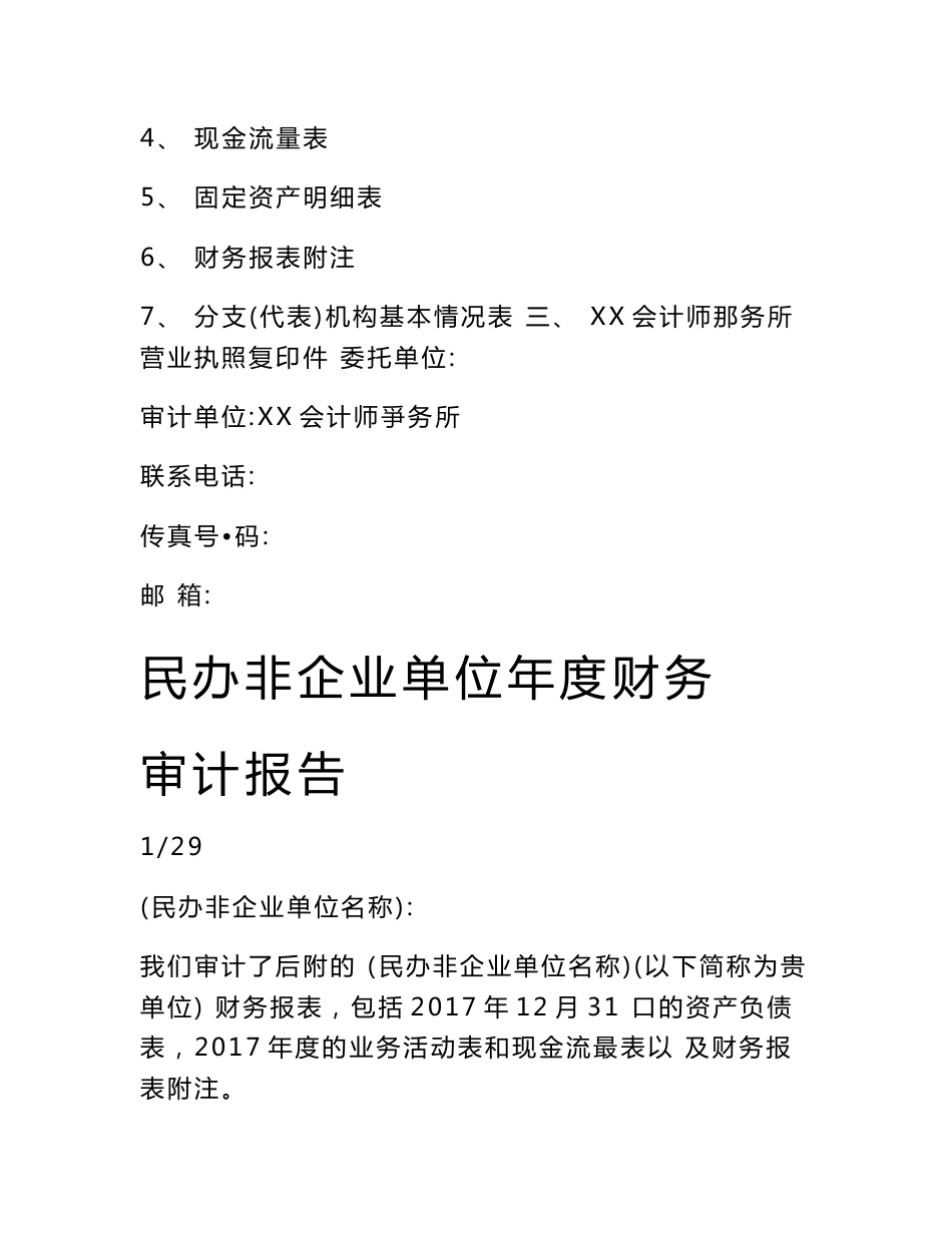 民办非企业单位年度审计报告模版_第2页