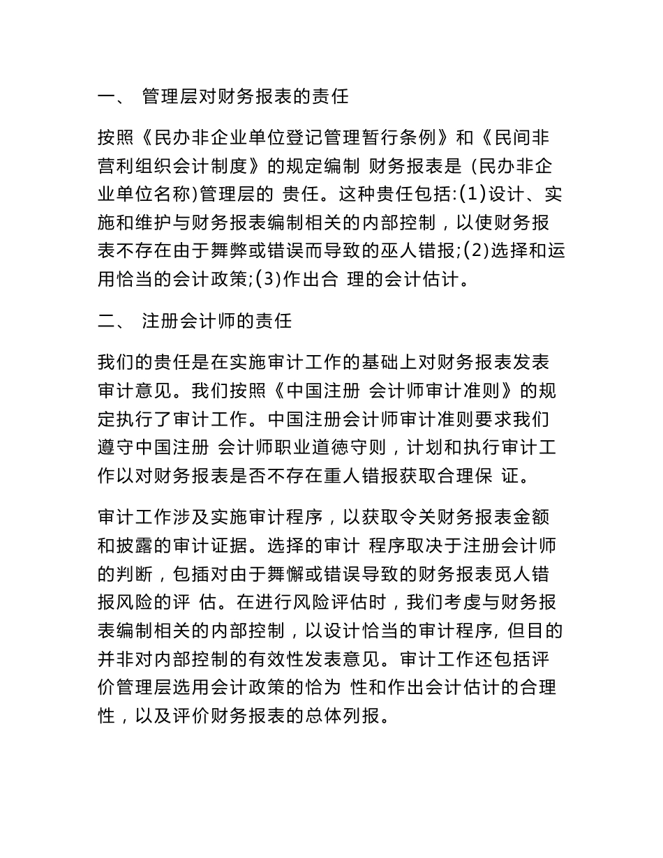 民办非企业单位年度审计报告模版_第3页