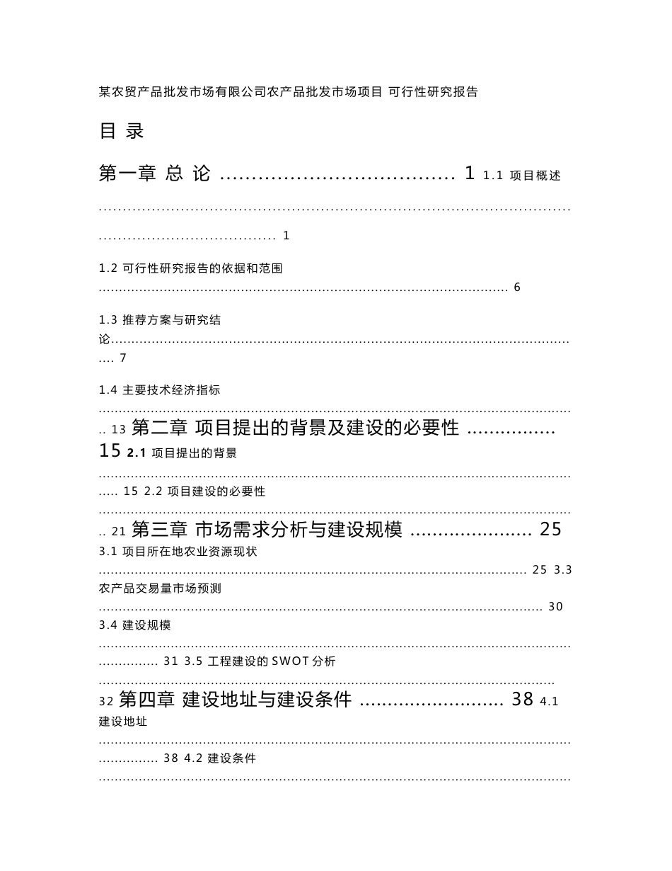 某农产品批发市场项目可行性研究报告_第1页