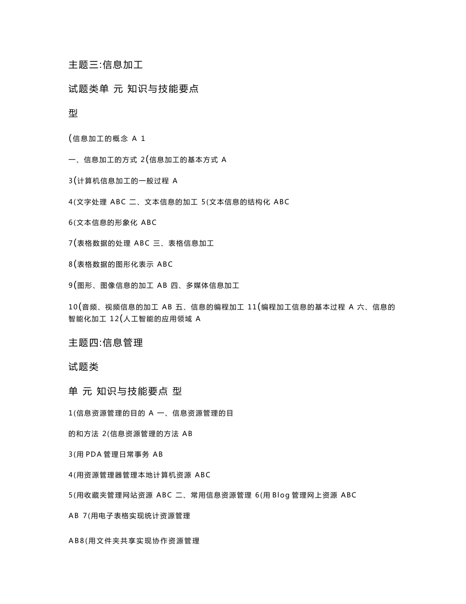 江苏省信息技术学业水平测试必修选择题(按知识点分类)_第2页