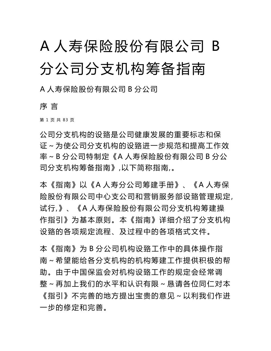 保险公司分支机构筹备指南_第1页