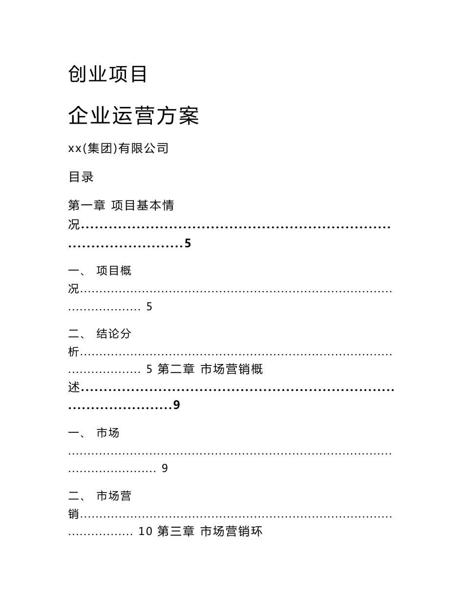 创业项目企业运营方案（范文）_第1页