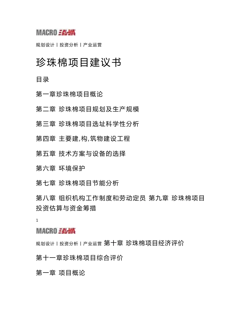 珍珠棉项目建议书_第1页