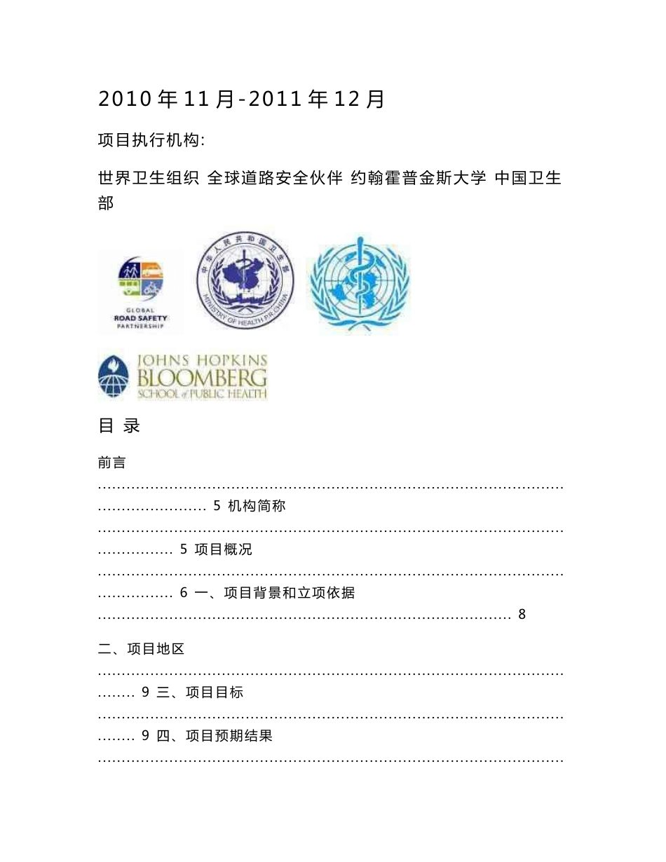 中国道路安全项目计划书_第1页