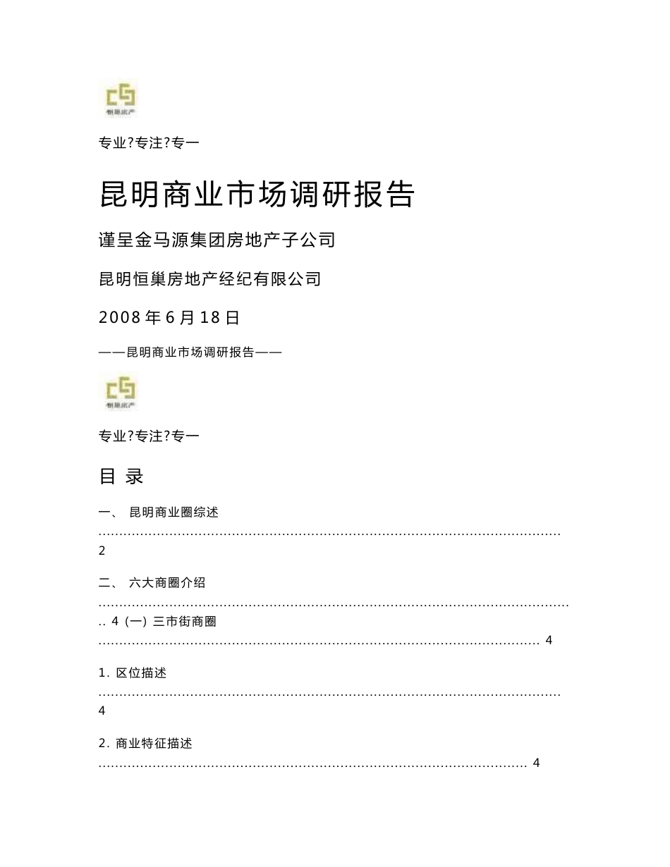 昆明商业市场调研报告_第1页