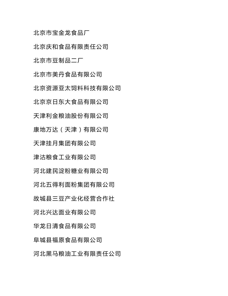 附件一：第一批全国农产品加工业示范企业名单 一、粮食加工企业（128家 _第1页