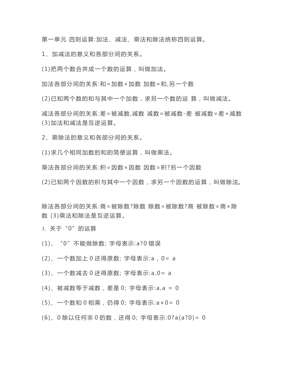 最新最新人教版四年级下册数学知识点总结_第1页