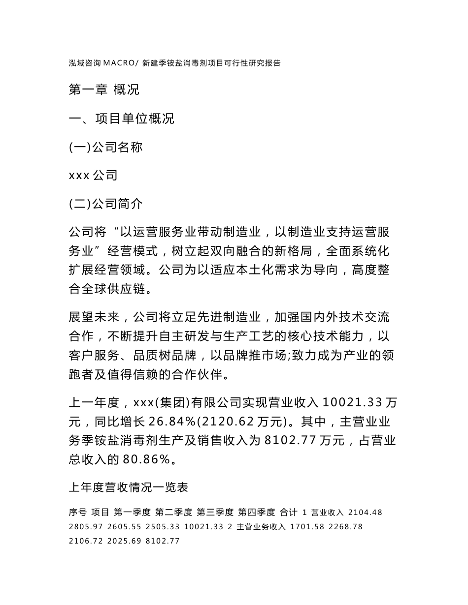 新建季铵盐消毒剂项目可行性研究报告范本立项申请分析_第1页