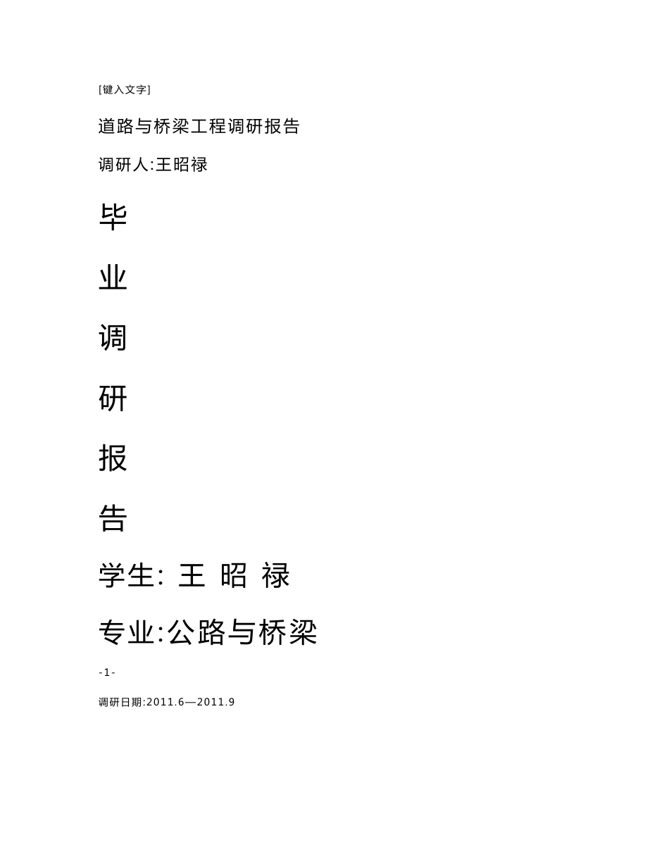 道路与桥梁工程调研报告.王昭禄_第1页