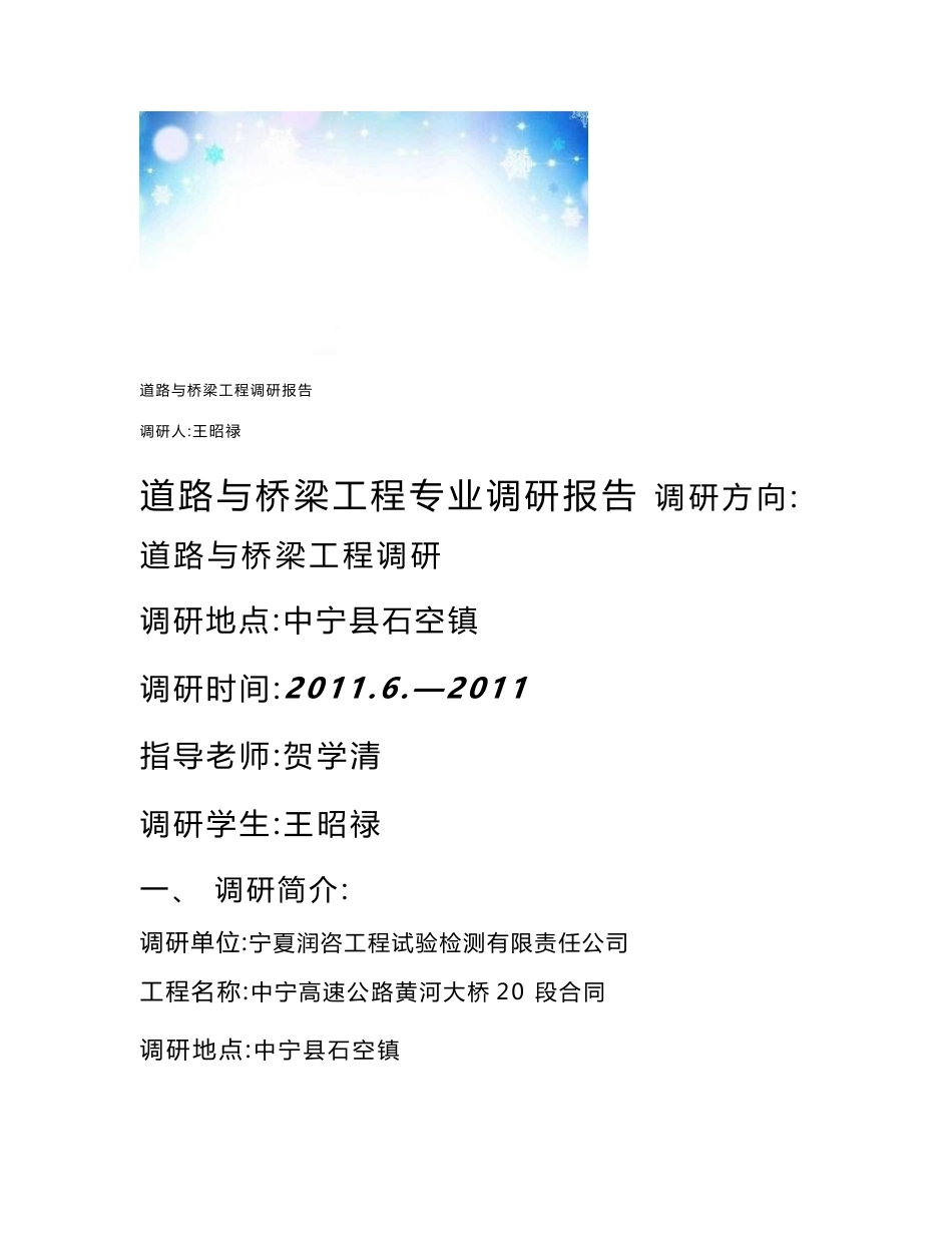 道路与桥梁工程调研报告.王昭禄_第2页