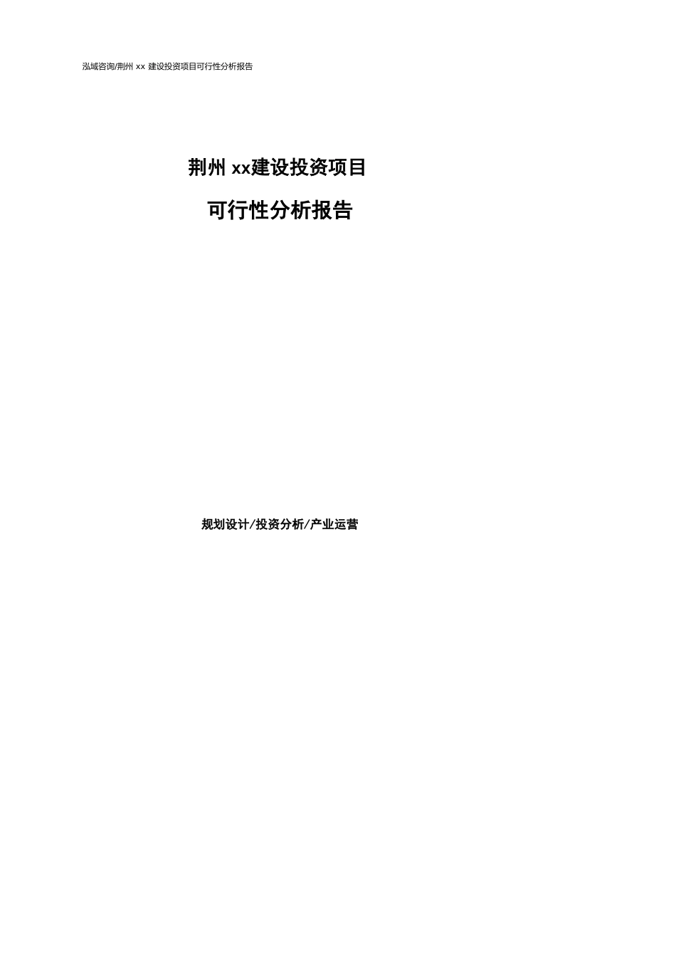 荆州可行性研究报告（代项目建议书）_第1页