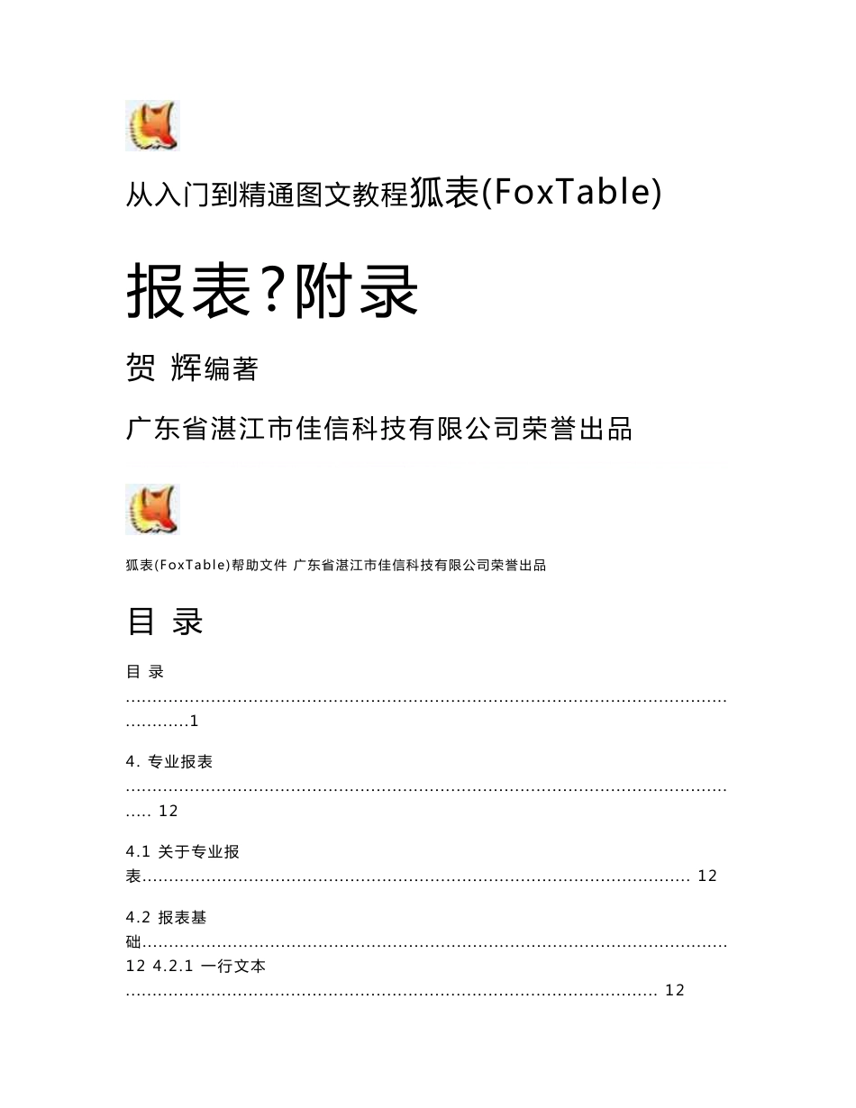 foxtable使用手册文档-报表和附录_第1页