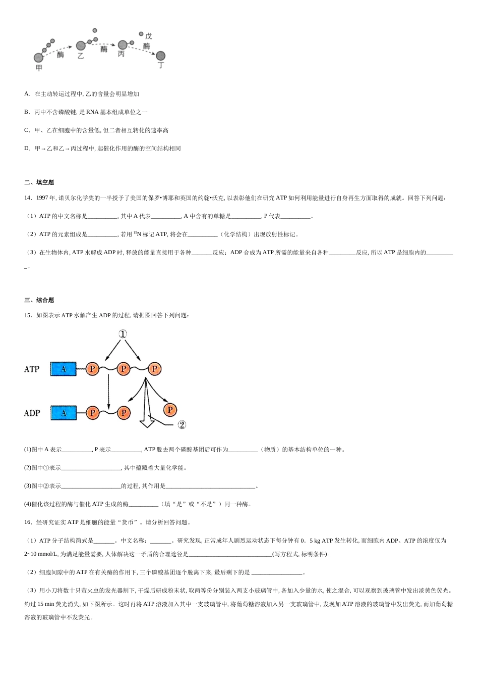 第三章第一节ATP是细胞内的“能量通货”-a87961bf387044f3942e2ab385b7b37d_第3页