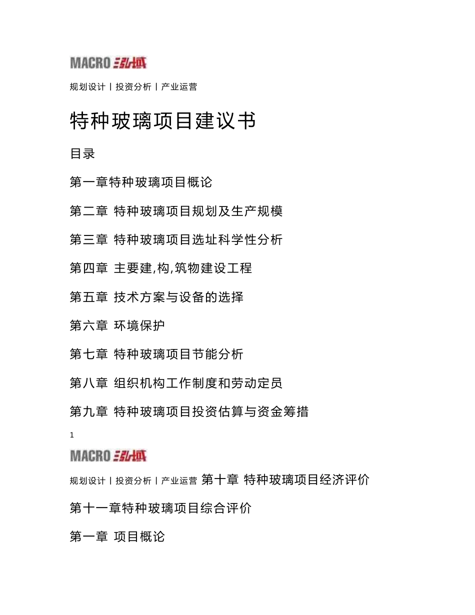 特种玻璃项目建议书_第1页