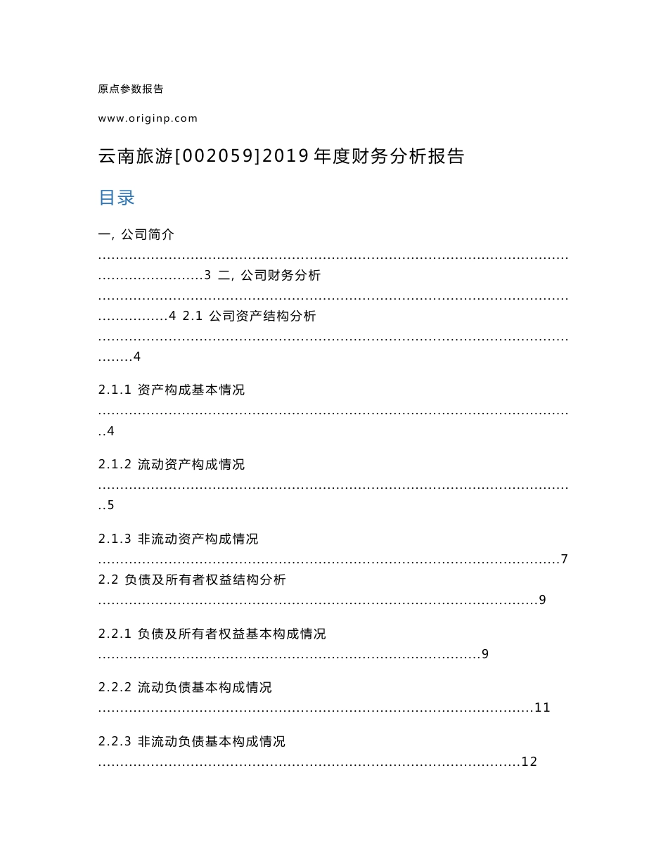 云南旅游2019年度财务分析报告_第1页