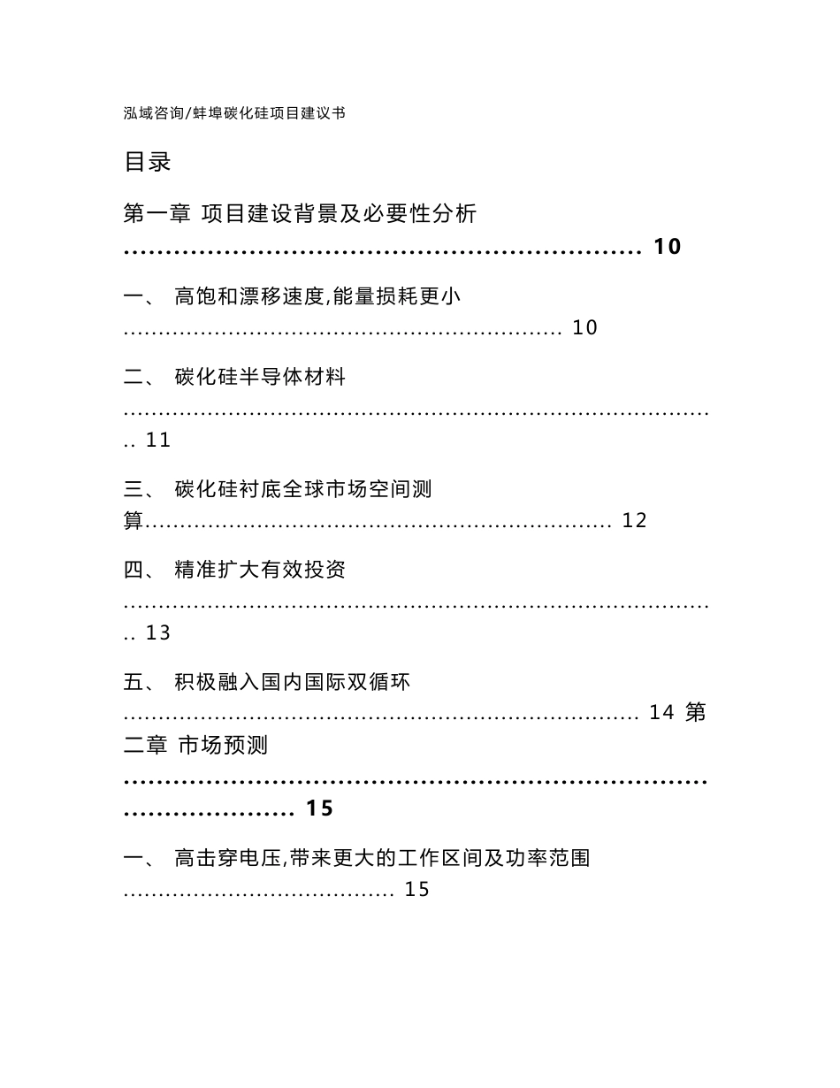 蚌埠碳化硅项目建议书（范文模板）_第1页