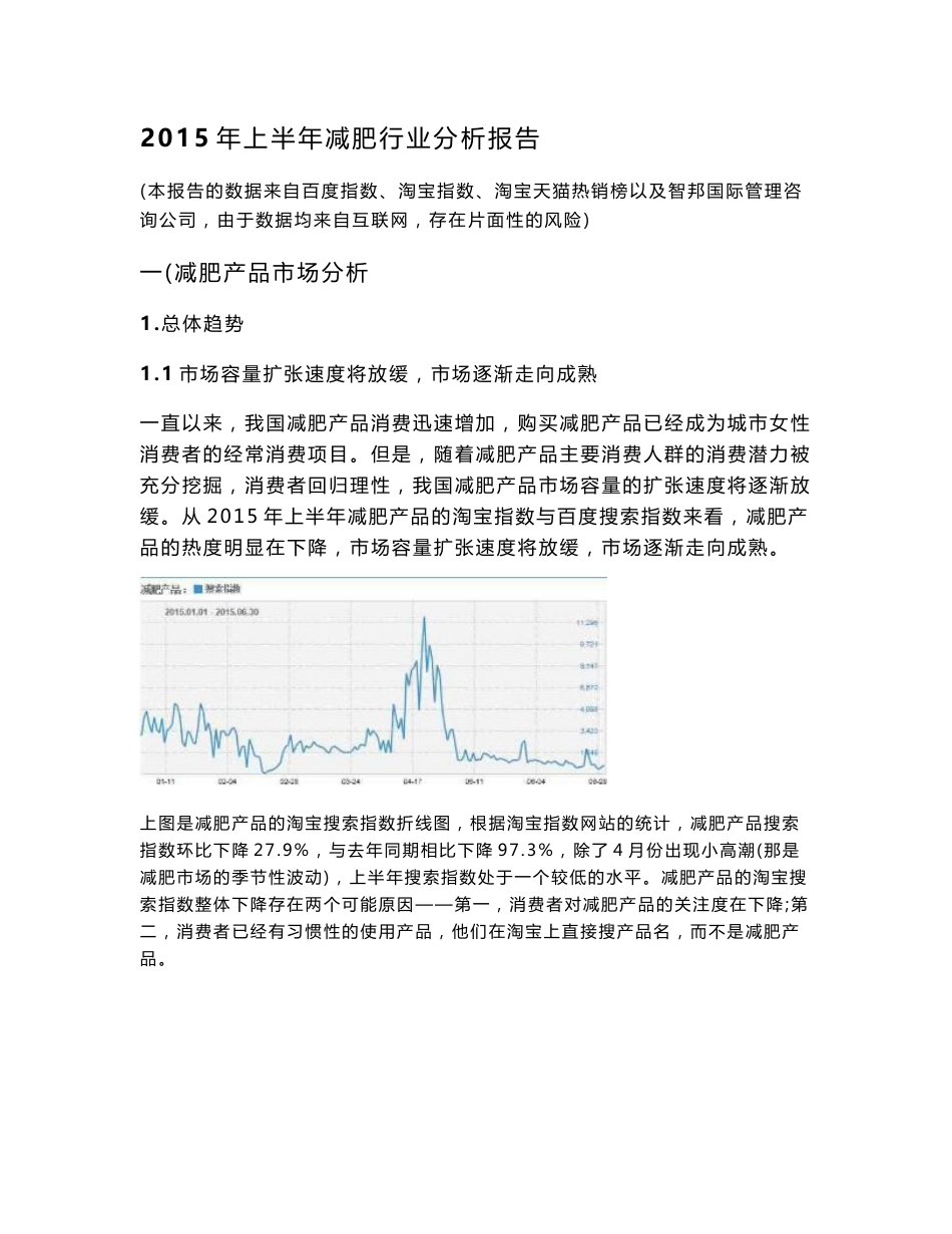 减肥行业分析报告._第1页