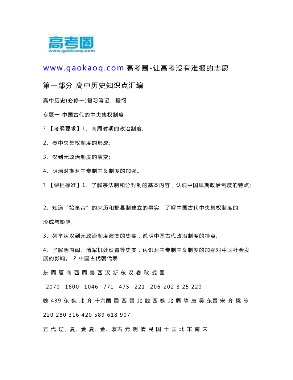 高中历史知识点汇编_第1页