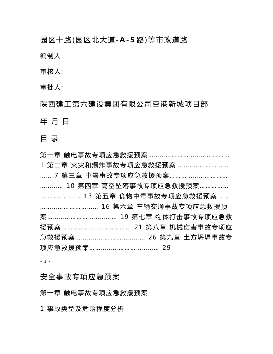 市政道路安全事故专项应急预案_第1页