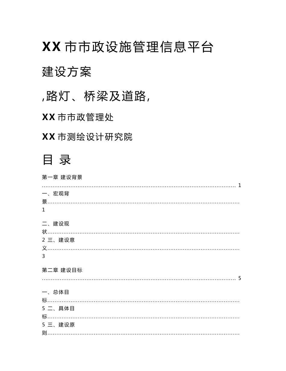 市政设施管理信息平台（路灯、桥梁及道路）建设方案1&_第1页