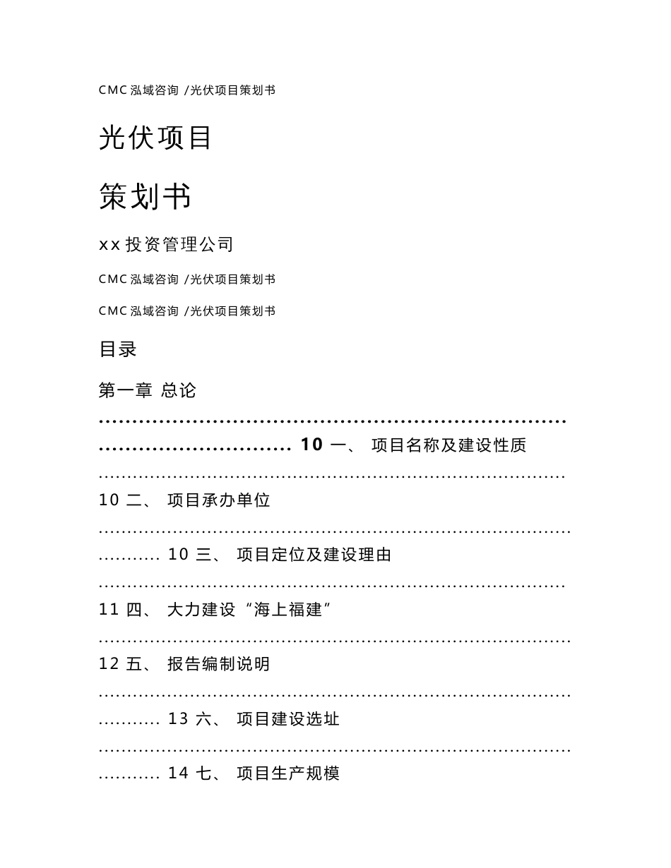 光伏项目策划书模板_第1页