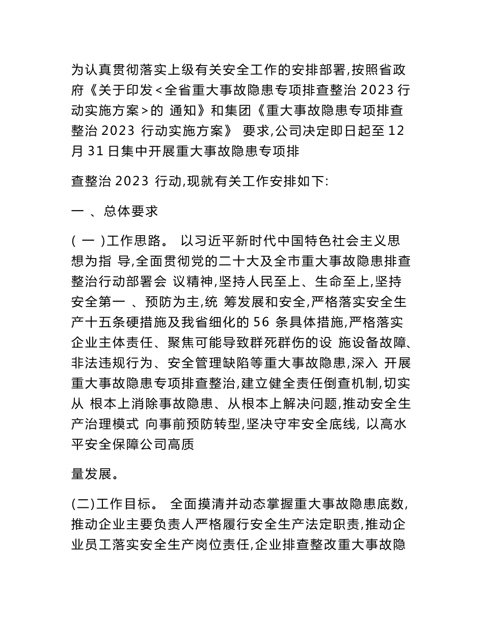 道路运输企业《重大事故隐患专项排查整治2023行动实施方案》_第2页