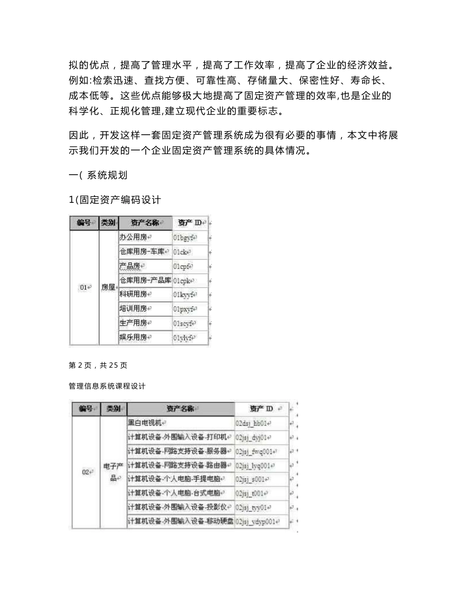 固定资产管理信息系统实验报告（最新课程设计+实践报告 ）_第2页