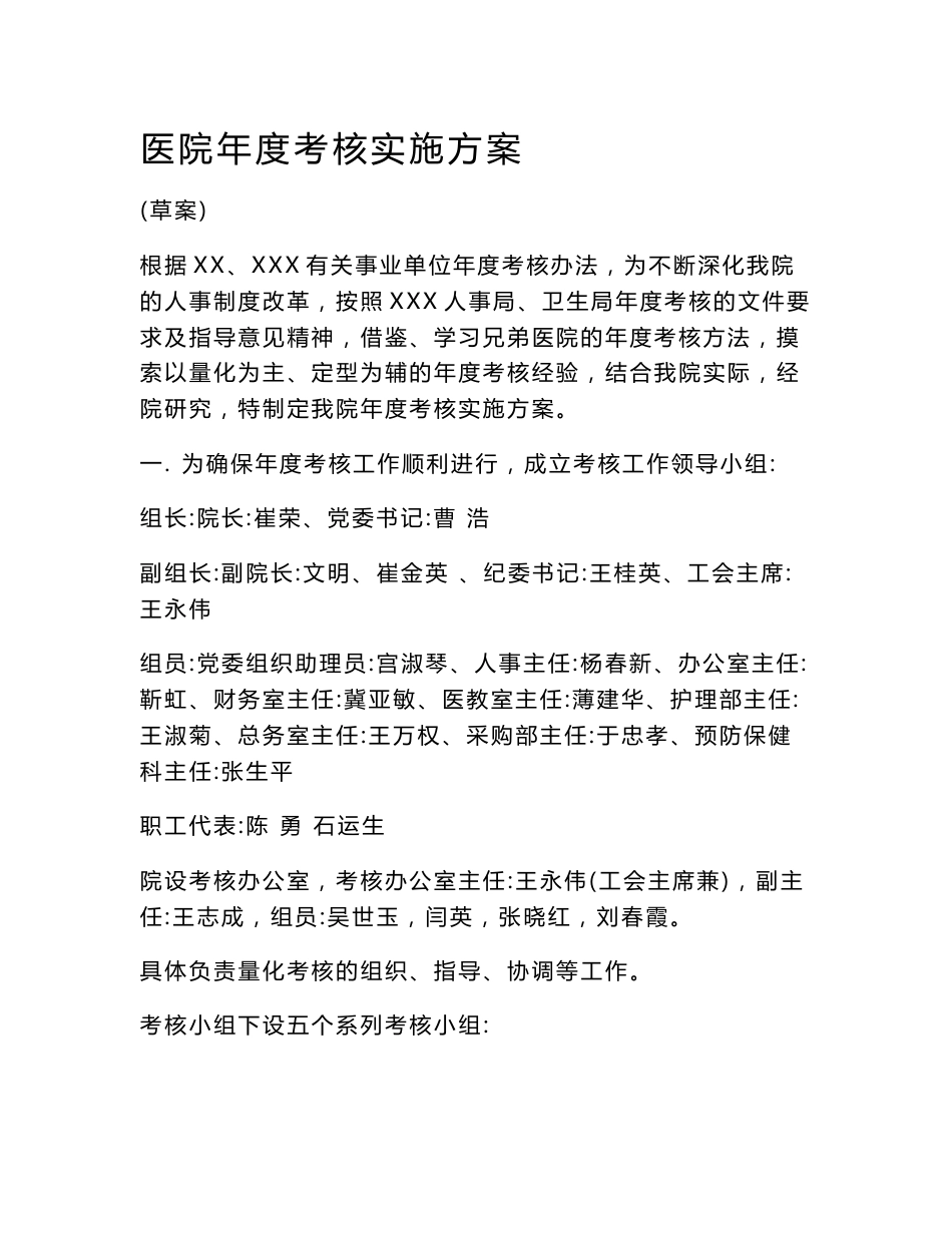 医院年度考核实施方案_第1页