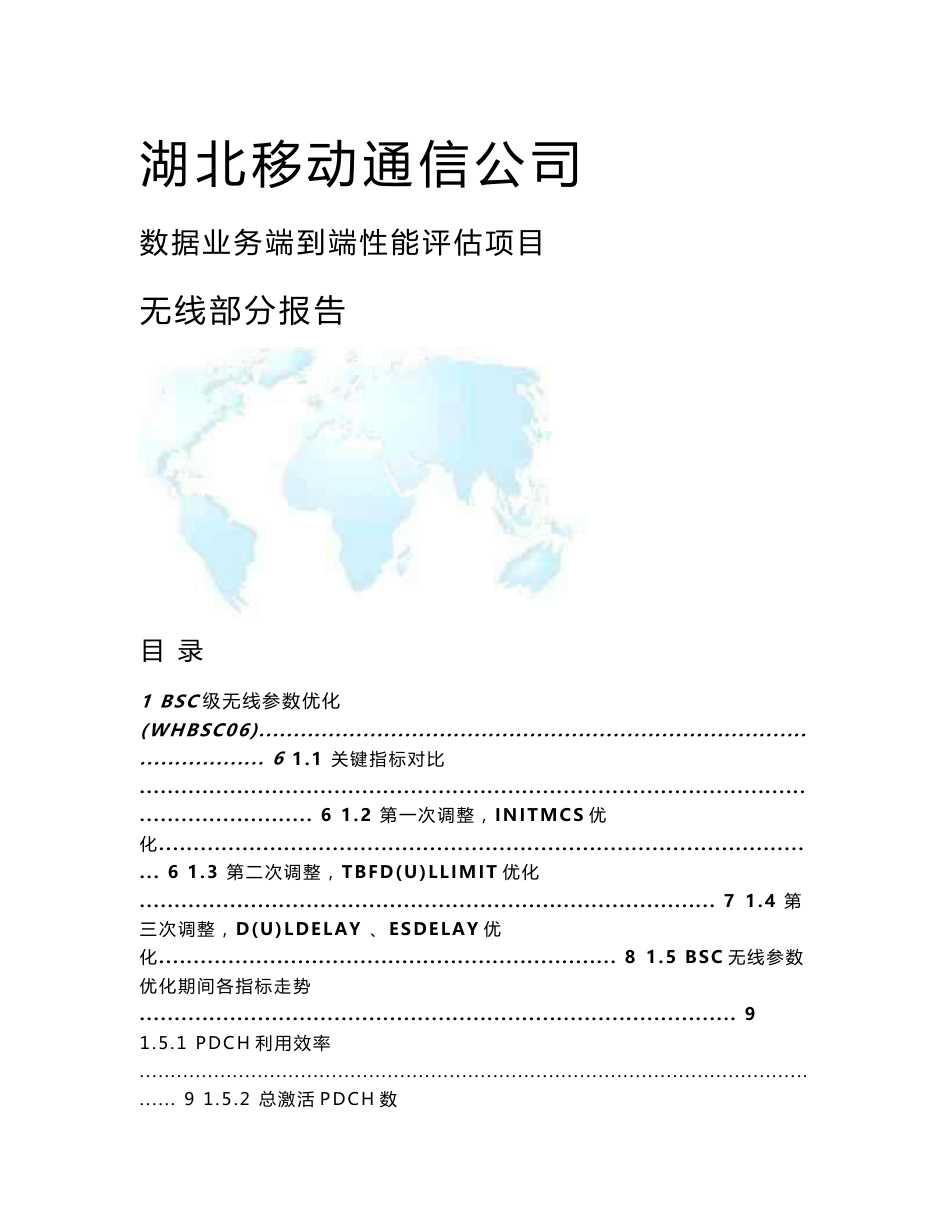 湖北移动通信公司数据业务端到端性能评估项目无线部分报告_第1页