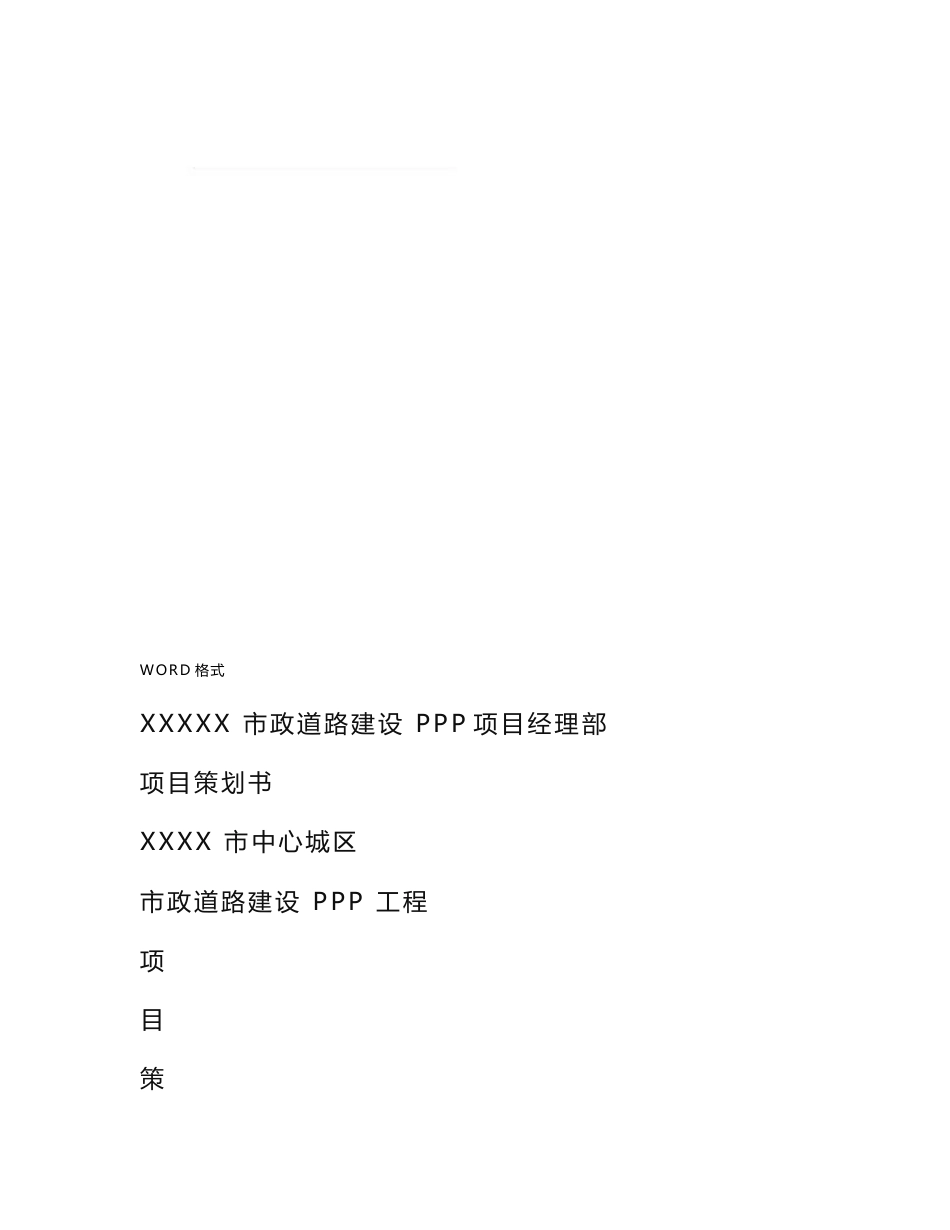 市政道路工程项目.策划书_第1页