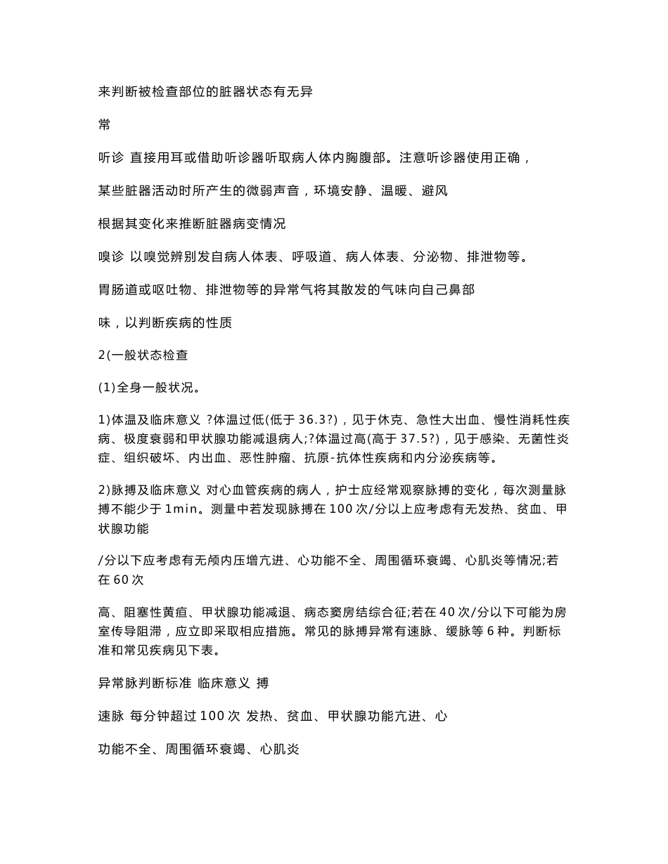 内科护理学 一、绪论 知识点提示 章节 要点 重点提示 科目 1.护理体检 ..._第3页