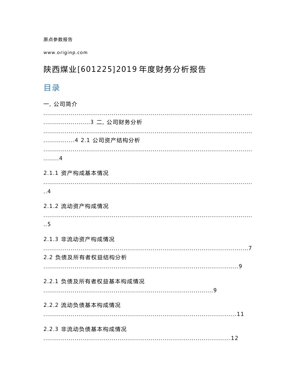 陕西煤业2019年度财务分析报告_第1页