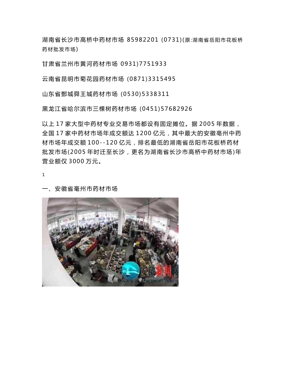 国家正式批准的17家中药材市场概况_第2页