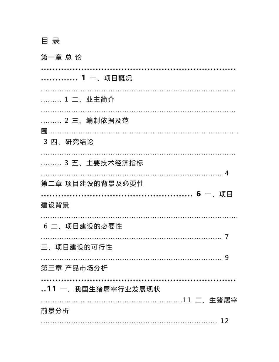 某某县某某公司生猪定点屠宰场可行性研究报告_第1页