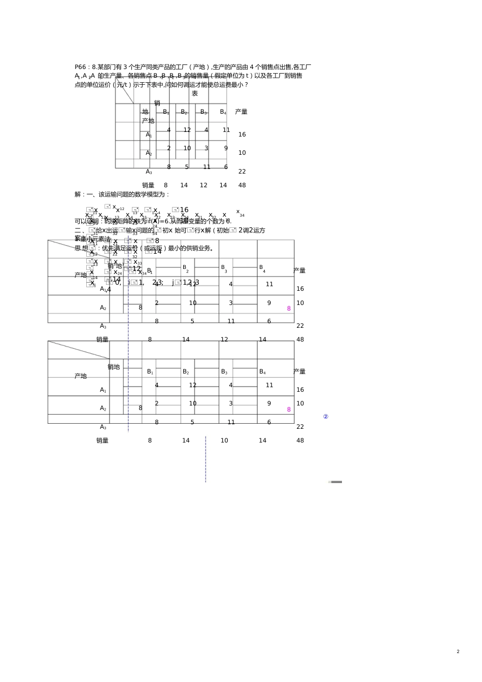 交通运输运筹学胡运权版第三章运输问题课后习题答案_第2页