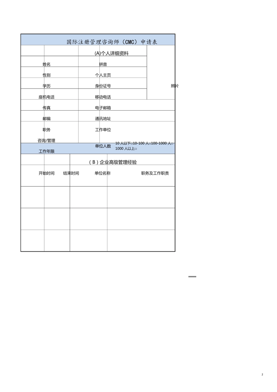 国际注册管理咨询师申请表_第2页