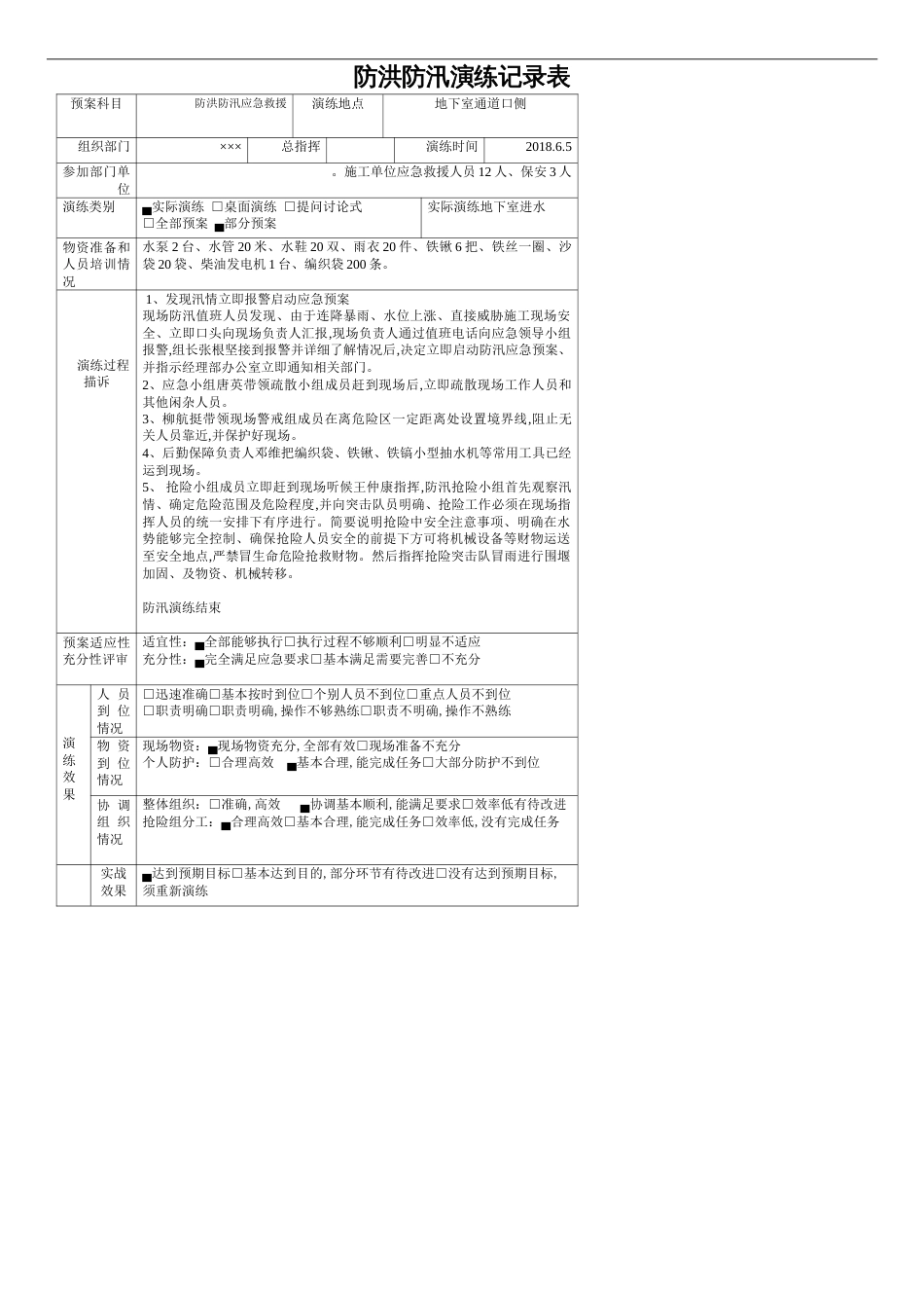 防洪防汛演练记录[共4页]_第1页