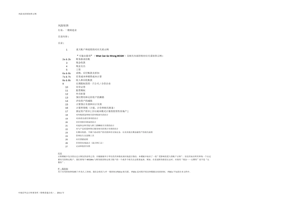 风险及控制矩阵示例_第1页