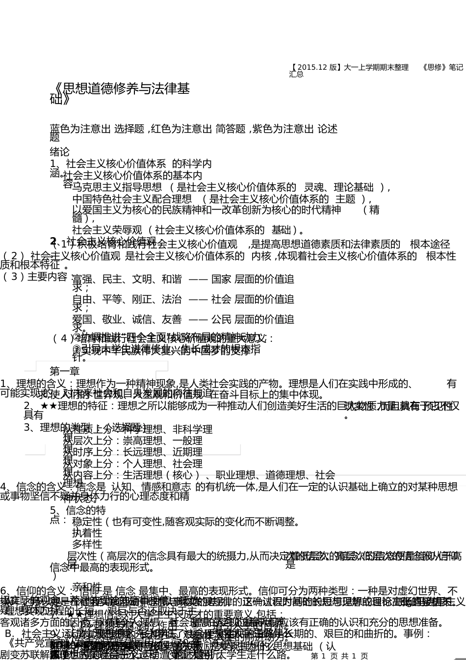 大一第一学期思修笔记整理[共16页]_第1页