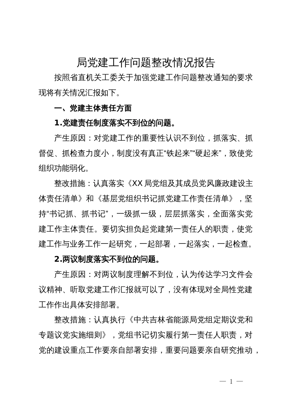 局党建工作问题整改情况报告_第1页