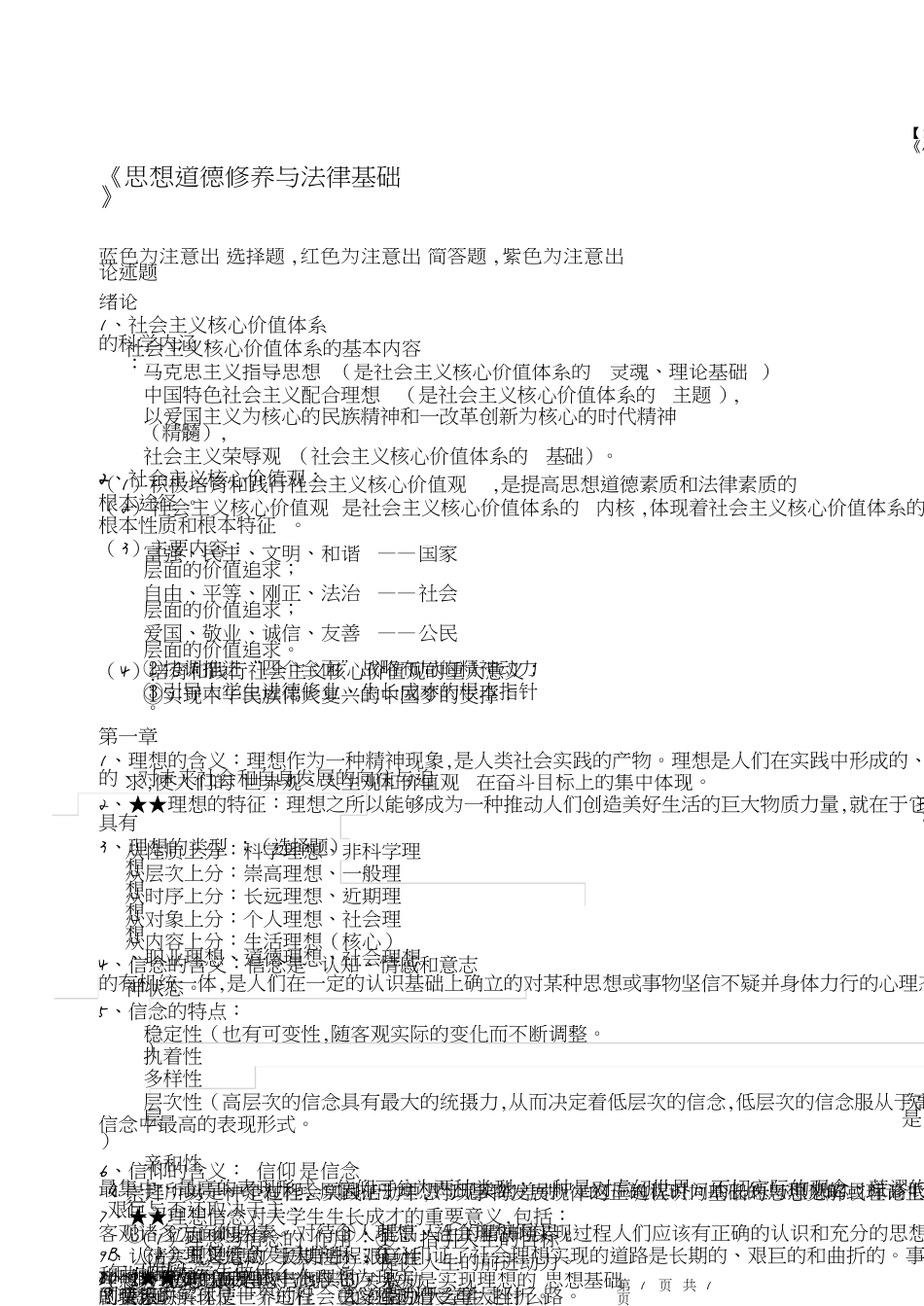 大一第一学期思修笔记整理[共6页]_第1页