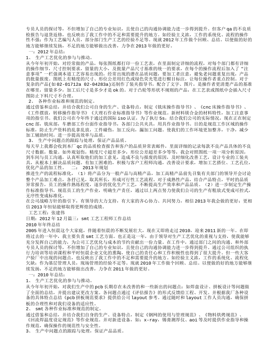 工艺工程师年度工作总结 行业总结汇总报告_第2页