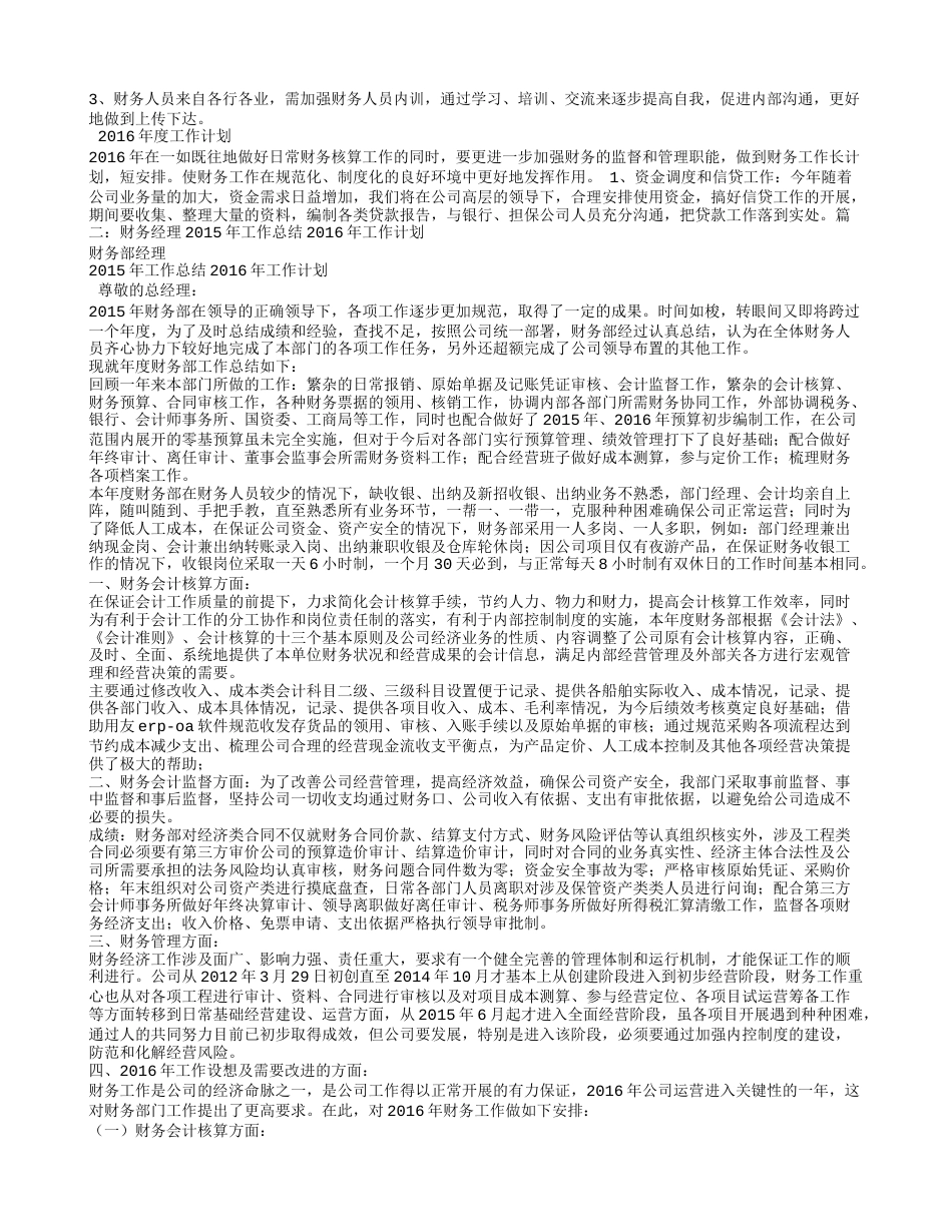 财务经理工作总结 行业总结汇总报告_第2页