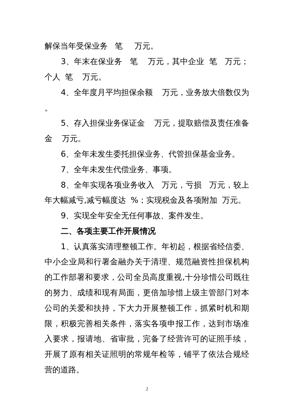 年度担保公司工作总结 行业总结汇总报告_第2页